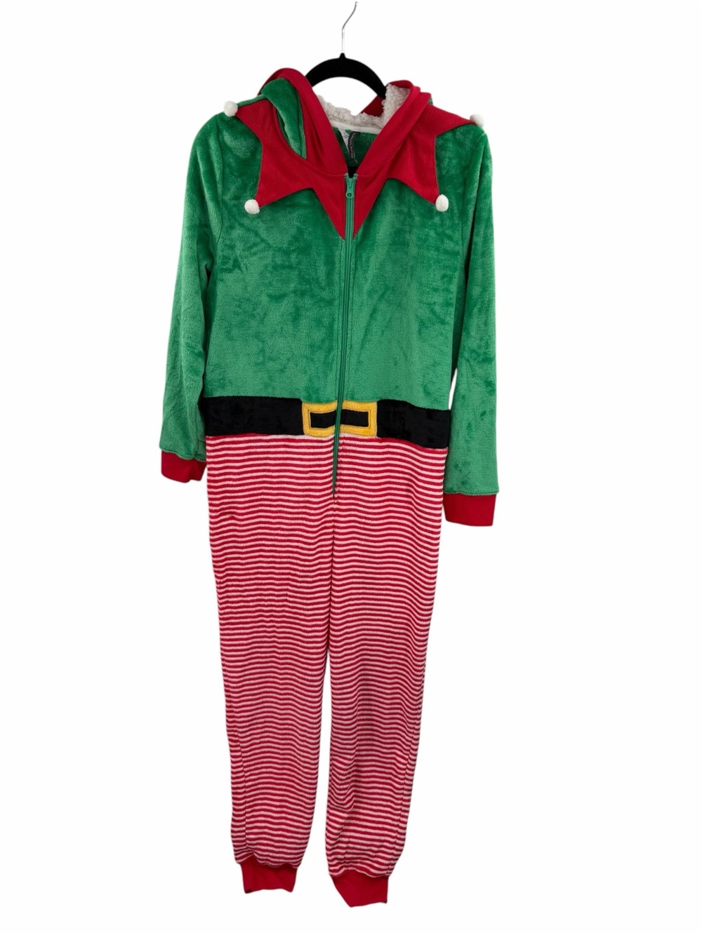 Jaclyn Intimates Green and Red Elf Onesie Pajama Costume Womens large new